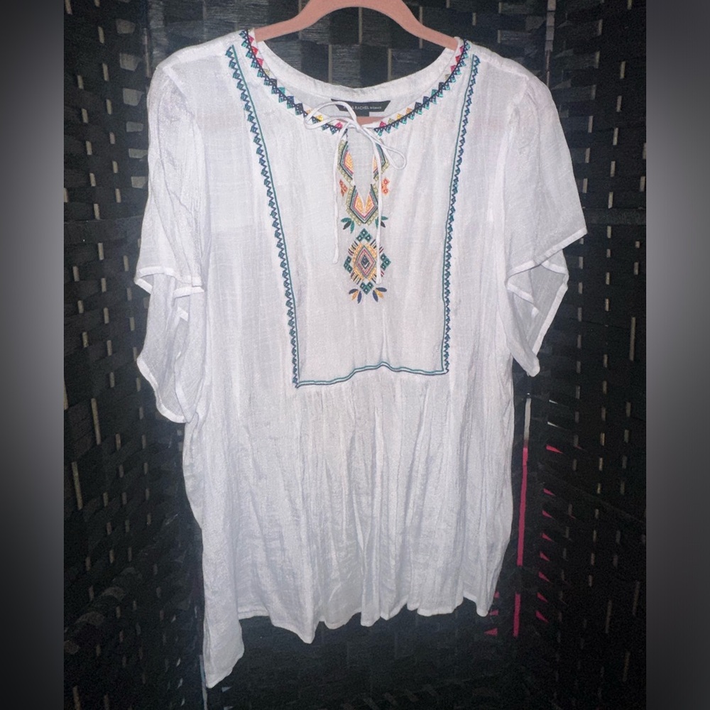 Zac & Rachel Embroidered Tie Front Top - Gently Used
